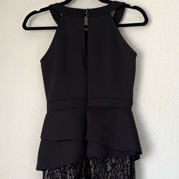 Floral Lace High Neck Peplum Dress Womens 4  Black Nude Dark Romantic Whimsygoth - Picture 4 of 6